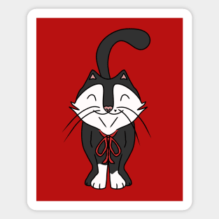 Cute Black and White Cat Sticker